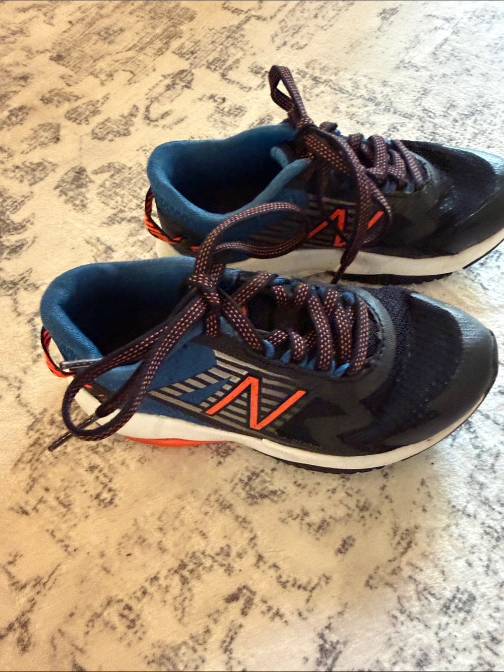 New Balance Kids' Navy and Orange Lace-Up Sneakers